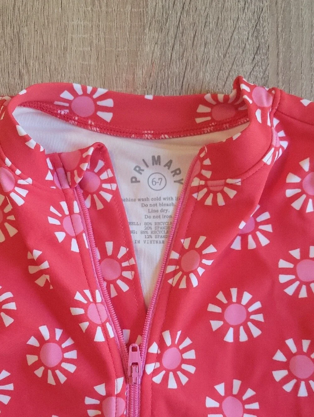 Primary Girls Red Zip Front One-Piece Swimsuit Size 6-7